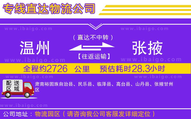 溫州到張掖物流專線