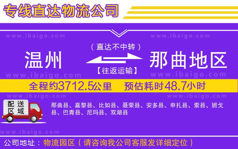 溫州到那曲地區貨運公司