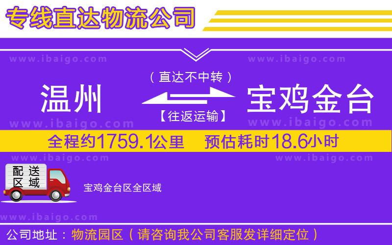 溫州到寶雞金臺區貨運公司