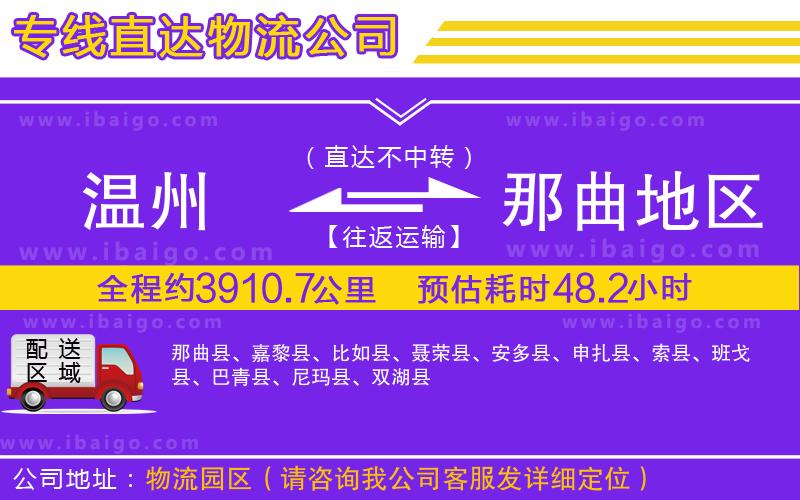 溫州到那曲地區物流專線