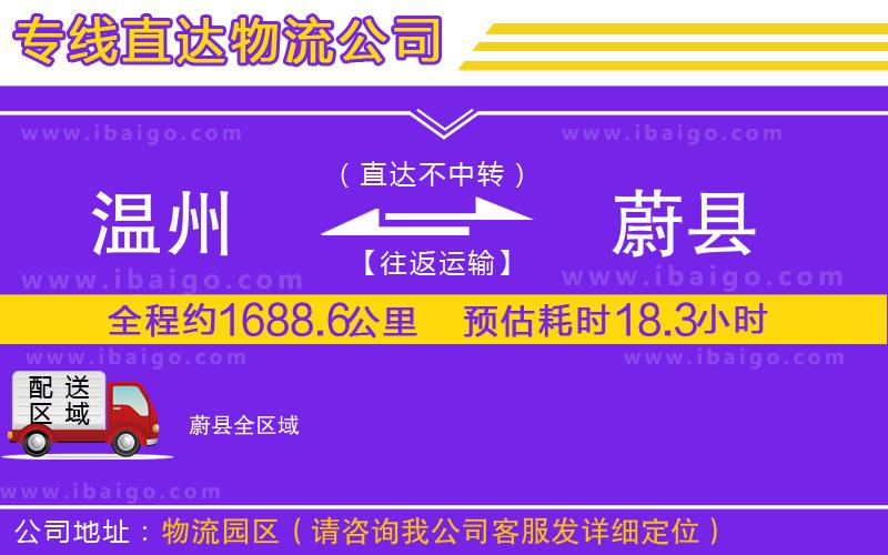 溫州到蔚縣貨運專線