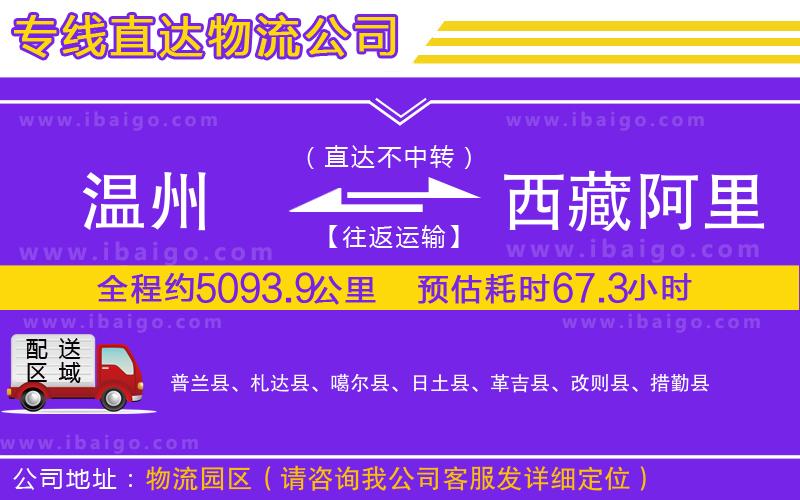 溫州到西藏阿里地區物流