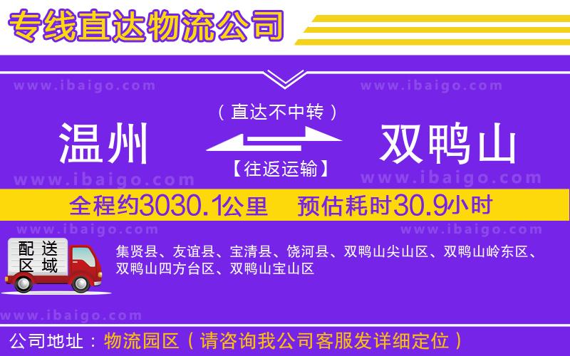 溫州到雙鴨山貨運