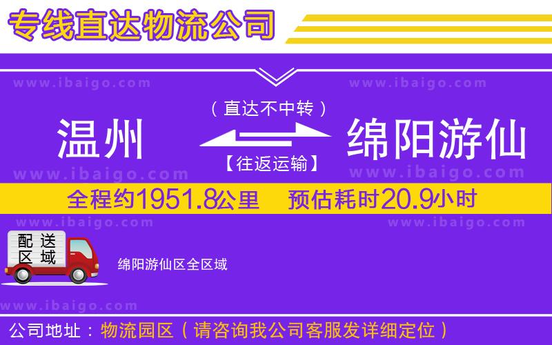 溫州到綿陽游仙區(qū)物流