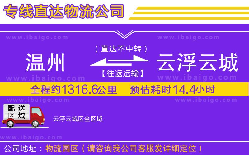 溫州到云浮云城區物流